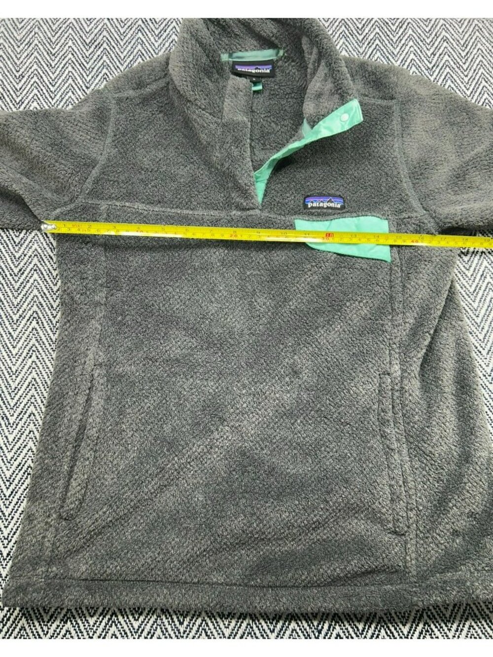Patagonia Women's Re-Tool Snap-T Fleece Pullover Gray Mint Green Accent Medium - Picture 5 of 6